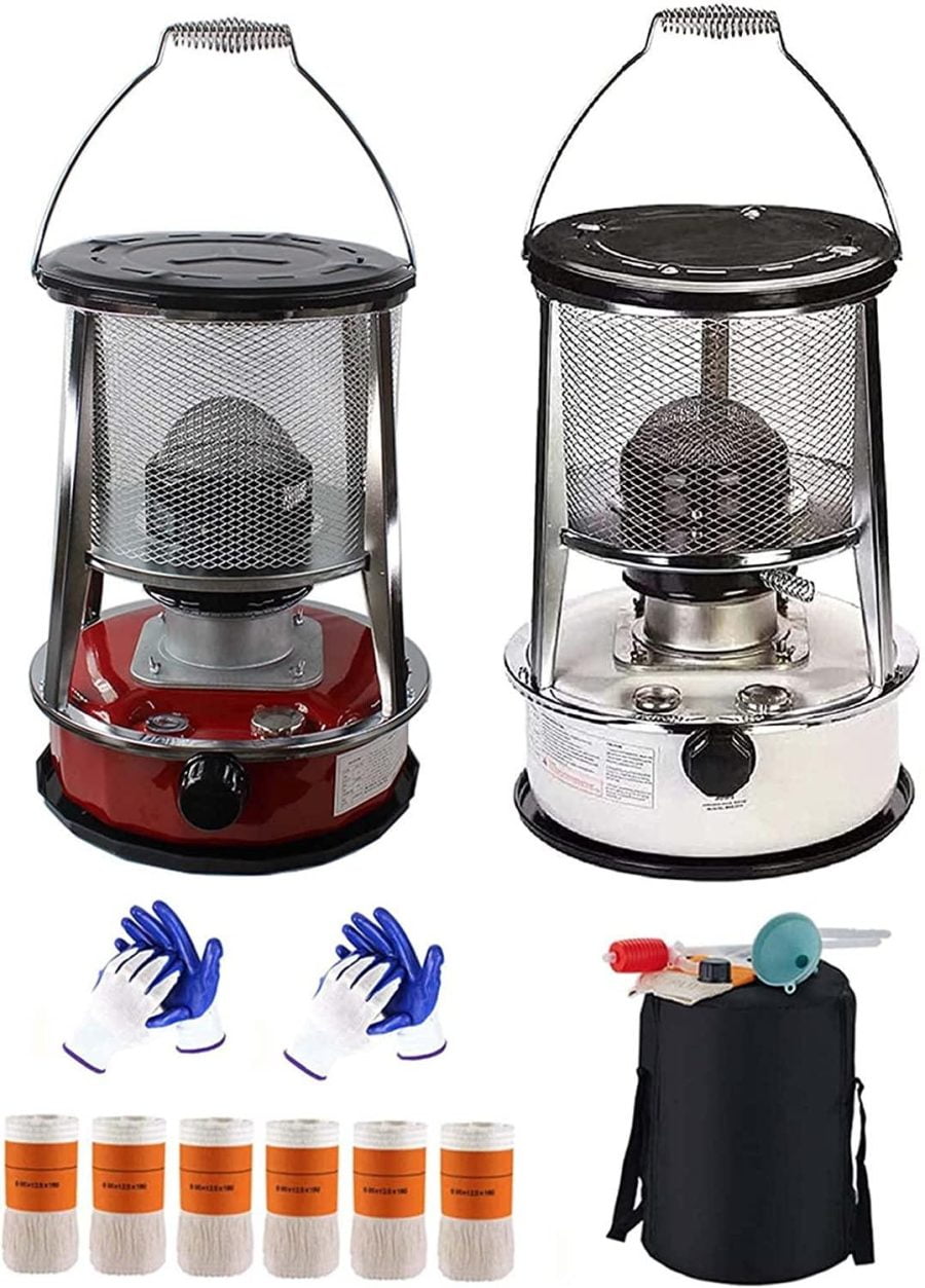 Patio Kerosene Heater 4.6/6L Kerosene Stove Mobile Emergency Oil Heaters Outdoor Camping Stove Burner with 6 Wicks with Storage Bag (Color : White (6L 6 Wicks))