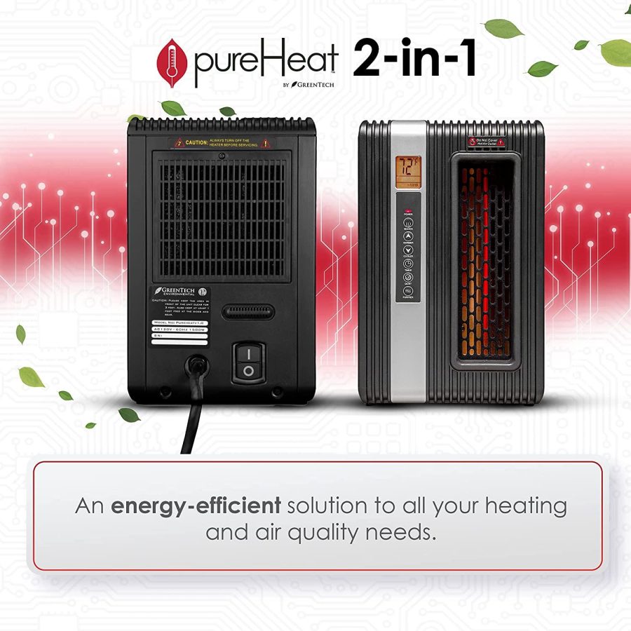 GreenTech Environmental pureHeat 2-in-1 Space Heater & Air Purifier - Air Cleaner for Home, Office Desk, Bedroom, Bathroom More - Safe Heating and Simple to Use - Includes Remote - Image 5