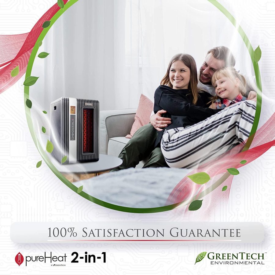 GreenTech Environmental pureHeat 2-in-1 Space Heater & Air Purifier - Air Cleaner for Home, Office Desk, Bedroom, Bathroom More - Safe Heating and Simple to Use - Includes Remote - Image 6