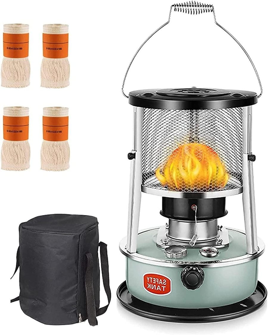 DUTIL Adjustable Height Kerosene Stove,Kerosene Heaters for Indoor Use,Portable Camping Oil Heaters 8900 BTU/H,Non Electric Heaters with 4Wicks,4.5L Kerosene Space Heaters