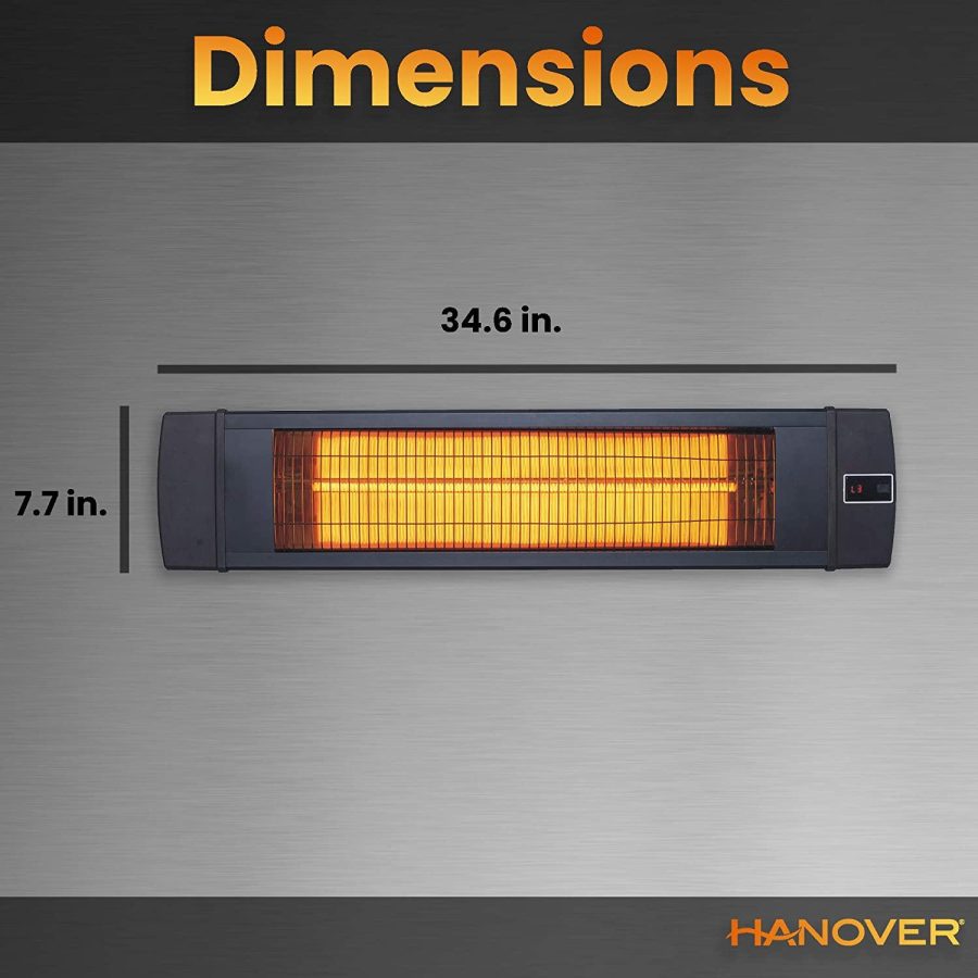 Hanover HAN1041IC-BLK-34.6 in Modern Efficient Steel Electric Heater-3 Heat Settings, Up to 1500W, Black - Image 3