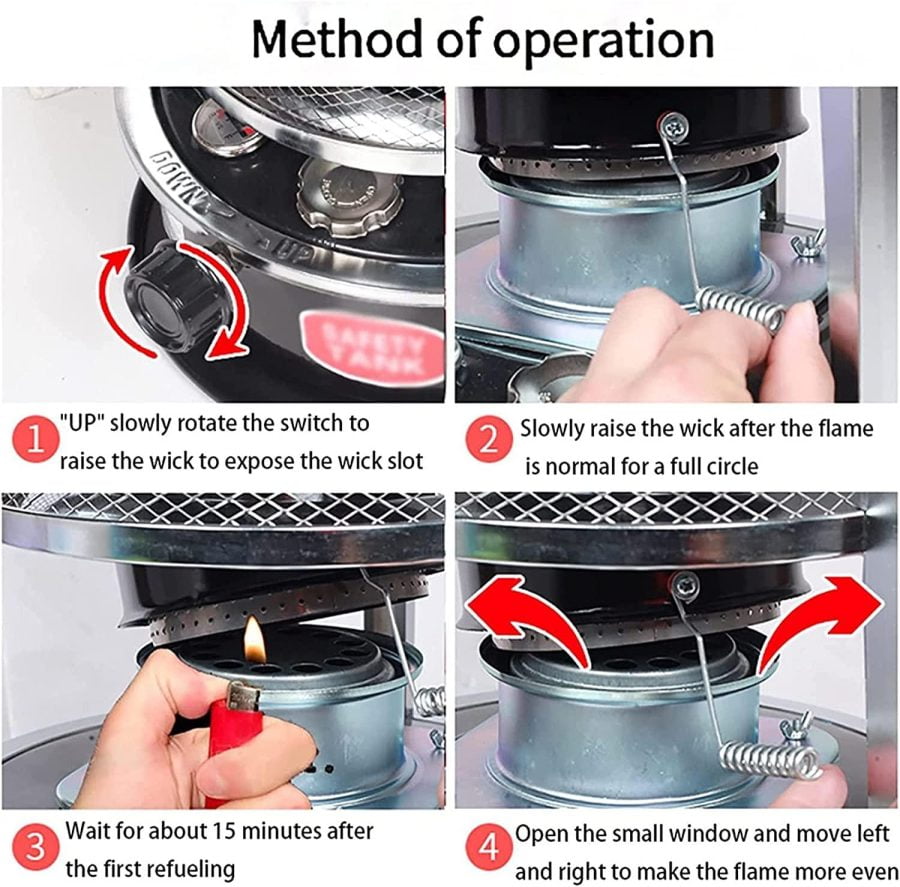 4.5L High-Efficiency Kerosene Heater, Camping Stove for Heating, Indoor Mobile Emergency Kerosene Heater Stove Without Electricity, Protective Cover Retractable, Adjustable Height 34cm~46cm - Image 8