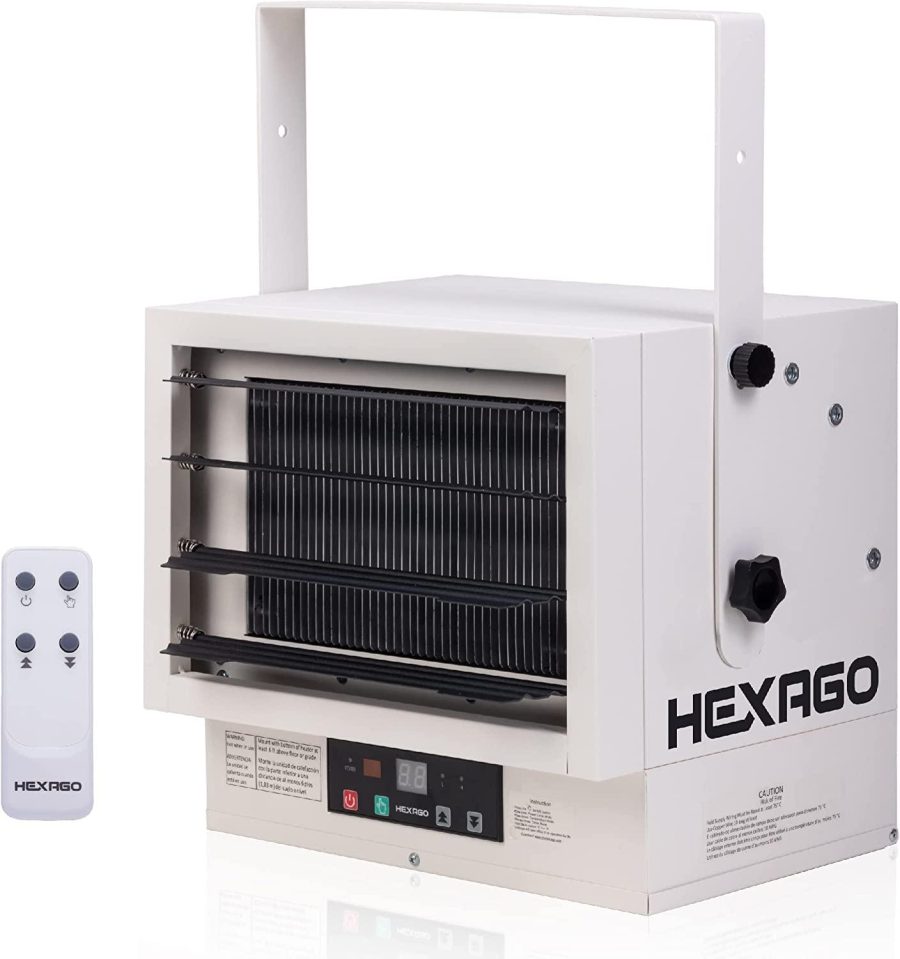 Hexago HEXAGO 5000W Industrial Indoor 240V Electrical Garage Heater Hardwire Space Heater w Remote, Thermostat and Timer, ETL Listed