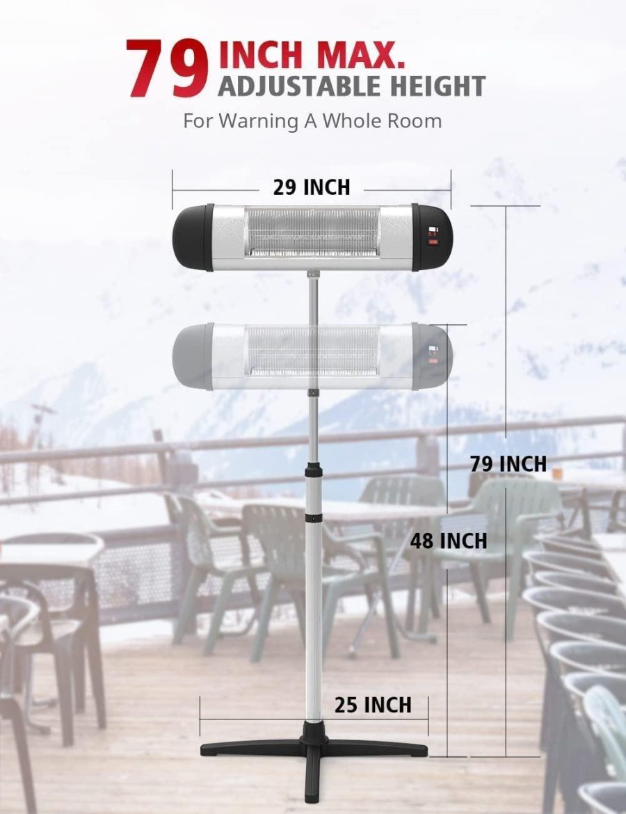 Patio Heater - Electric Infrared Heater, Outdoor Space Heater, Standing/Wall Heater for Outdoor/Indoor - Image 6