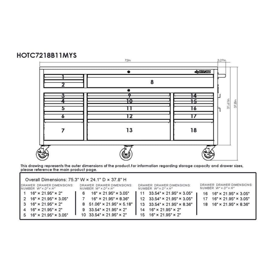 Husky 72 in. 18-Drawer Mobile Workbench with Solid Wood Top, Black-HOTC7218B11MYS - Image 5