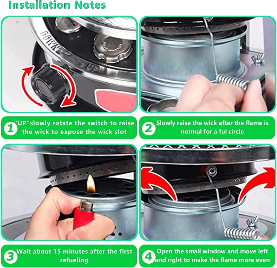 JBSBAQI Kerosene heater for indoor and outdoor use, kerosene heater, portable multifunctional stove with handle, suitable for camping and fishing (green) - Image 5