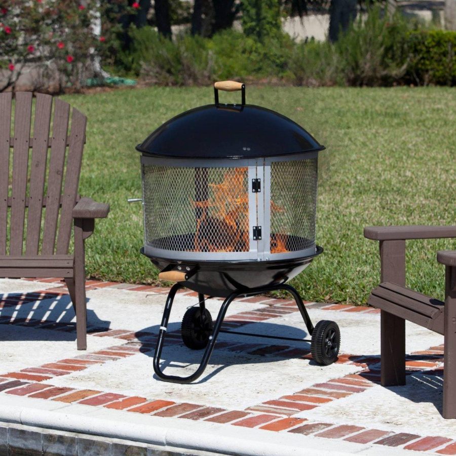 Portable Outdoor Backyard Wood Fire Pit On Wheels - Image 3