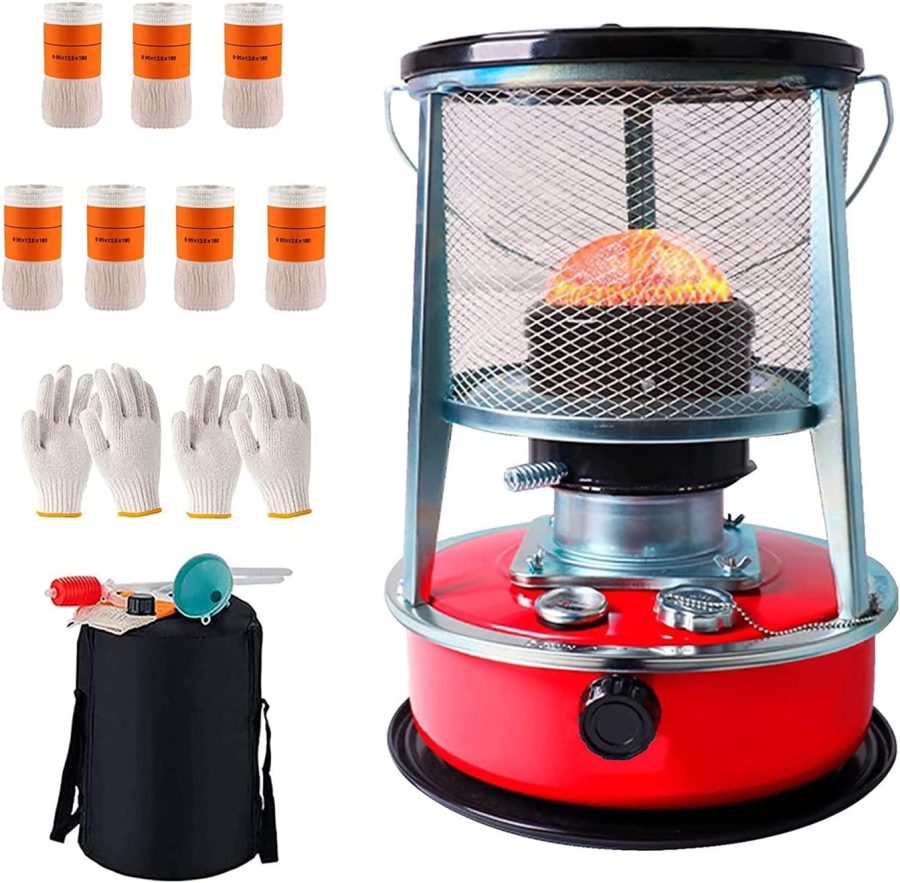 Exception 4.6 L Portable Petroleum Heater, Mobile Petroleum Stove, Indoor Tent Heater, Burning 18-22 Hours, for Cooking Camping, with 7 Cotton Cores 2 Gloves