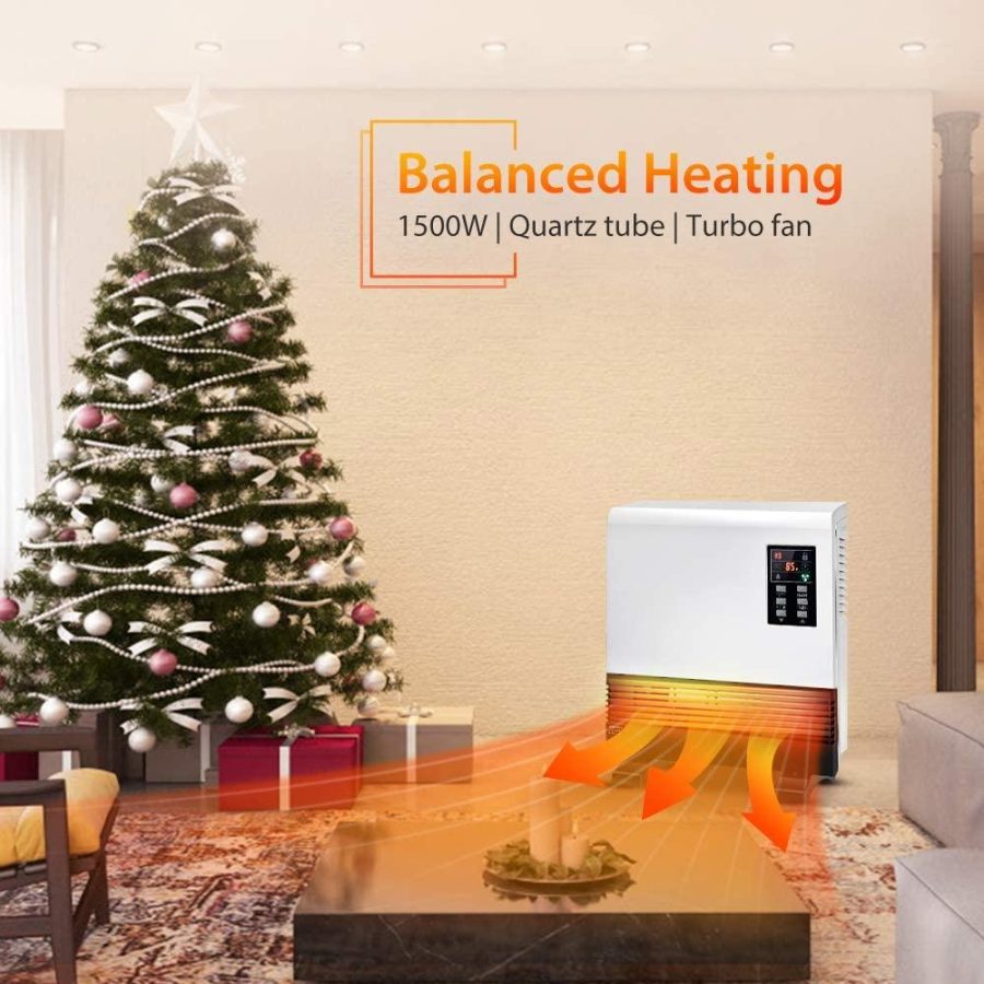 Electric Heater - 1500W Space Heater, Wall Mounted Room Heater with Standing Base, Energy Saving, Timer, Quick Heat Electric Space Heater, 3 Modes, Wall Heater for Basement, Bedroom, Bathroom, Office, Garage Heater - Image 2