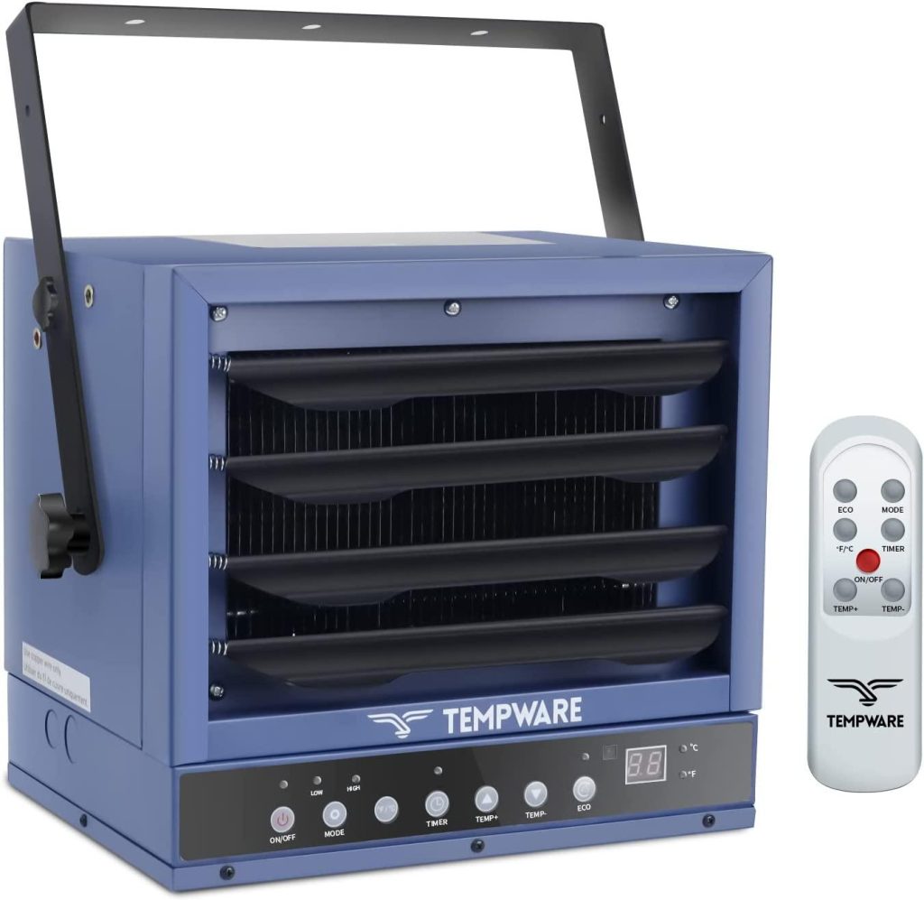 TEMPWARE Electric Garage Heater, 7500-Watt Digital Fan-Forced Ceiling ...