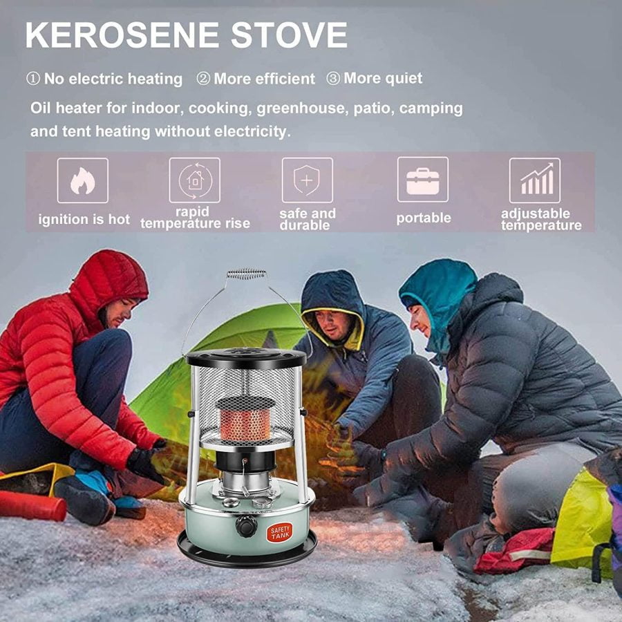 Efficient Non Electric Heaters for Indoor, Kerosene Stove Heater with Storage Bag and Accessories, Protective Cover Adjustable Kerosene Heaters for Indoor Use, for Outdoor Camping Winter Fishing - Image 5