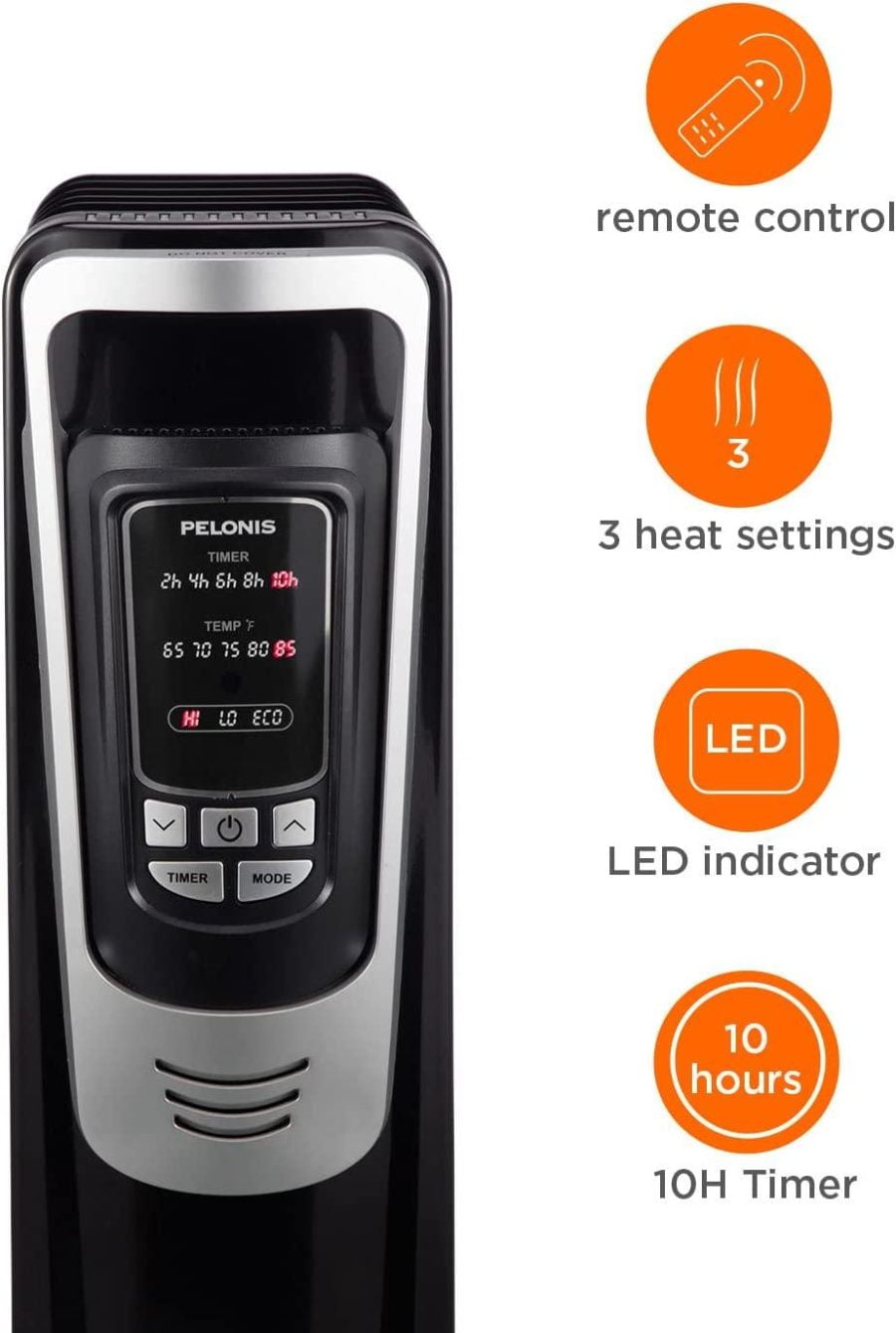 PELONIS Electric 1500W Oil Filled Radiator Heater with Safety Protection, LED Display, 3 Heat Settings and Five Temperature settings. Perfect for for Home or Office - Image 3