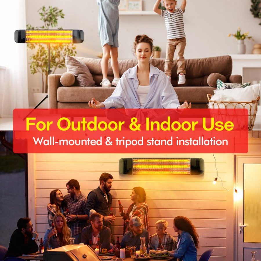 Electric Patio Heater with Tripod Waterproof Standing Indoor Outdoor Infrared Heater - Image 8