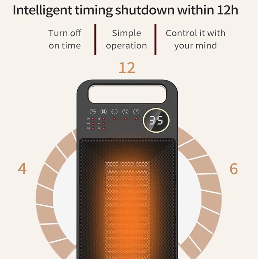 HFSKJWI Electric Space Heater 2000W Adjustable Fast Safety Heating Ceramic Heater with Timer and Oscillation Mini Quiet Heater with Remote Control and Digital Thermostat for Indoor Use - Image 4