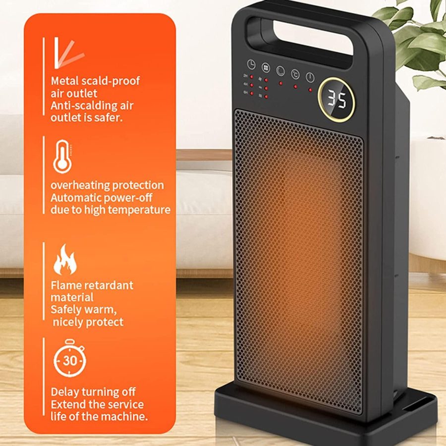 HFSKJWI Electric Space Heater 2000W Adjustable Fast Safety Heating Ceramic Heater with Timer and Oscillation Mini Quiet Heater with Remote Control and Digital Thermostat for Indoor Use - Image 5