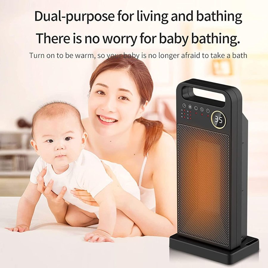 HFSKJWI Electric Space Heater 2000W Adjustable Fast Safety Heating Ceramic Heater with Timer and Oscillation Mini Quiet Heater with Remote Control and Digital Thermostat for Indoor Use - Image 6