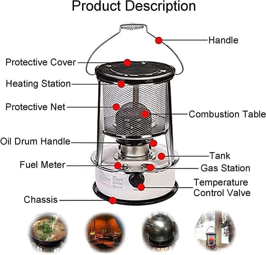 GBEN Kerosene Stove Oil Heater Non Electric Space Heaters for Indoor, Lightweight Tent Heater for Indoor Outdoor Patio Deck Home 22.9.24 (Color : 4.6l) - Image 3