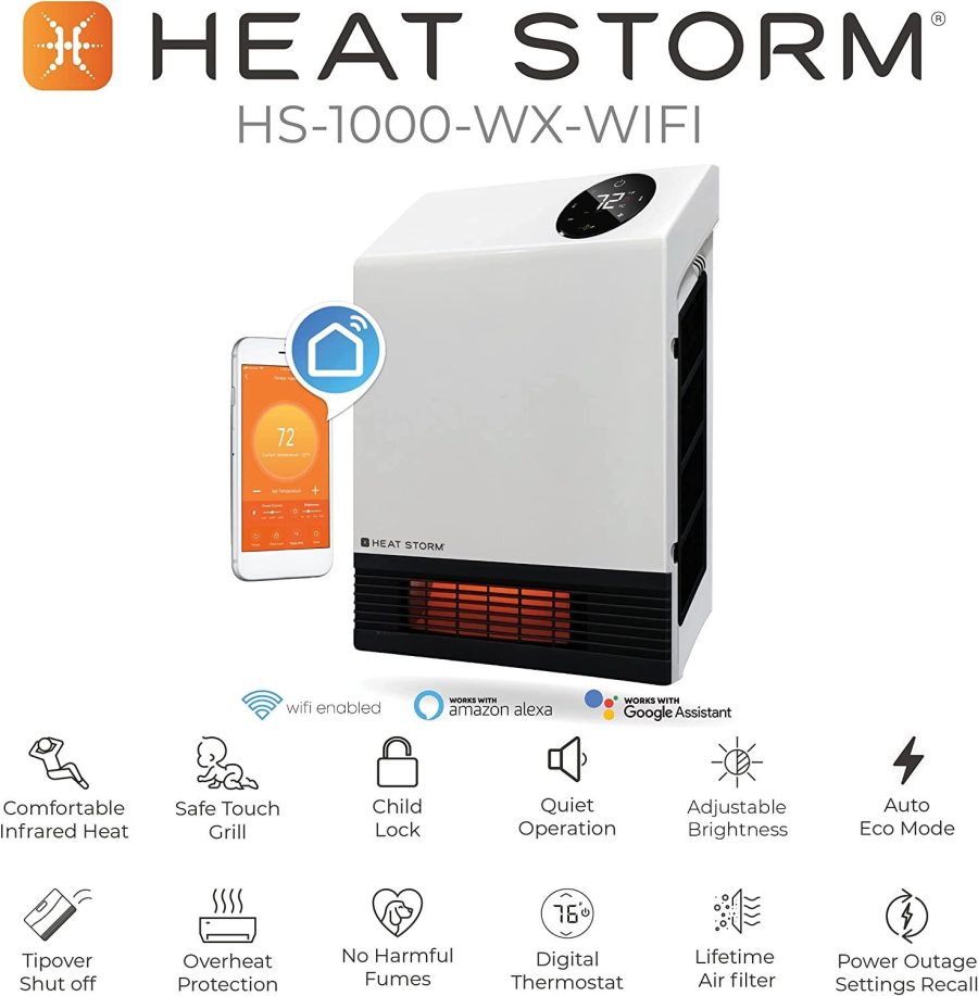 Heat Storm HS-1000-WX-WIFI WiFi Infrared Wall Heater, 1000 Watt - Image 6