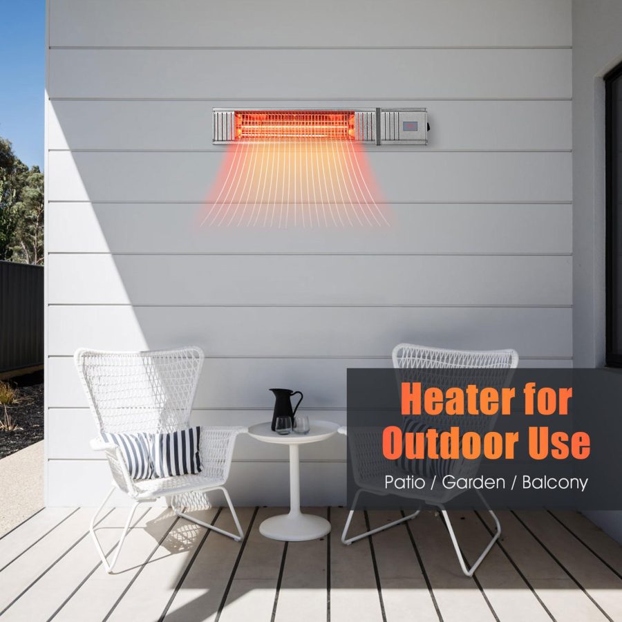 Gymax 1500W Infrared Wall Mount Space Heater w/ Remote Control Indoor Outdoor - Image 6