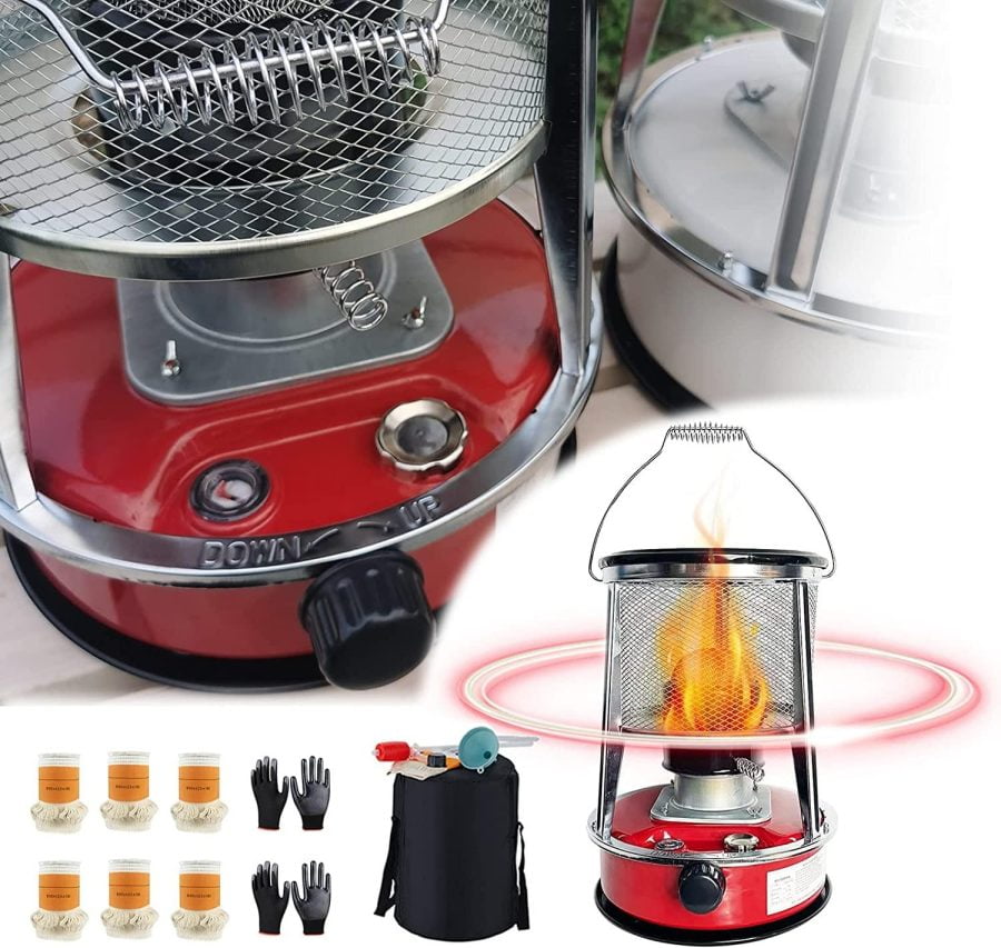 Efficient Kerosene Stove Camping Heater Stove with Cooking System Space Heater 4.6L Large Capacity Tent Heater Indoor Kerosene Heater for Camping Hiking Survival Table (Color : Red-4.6L)