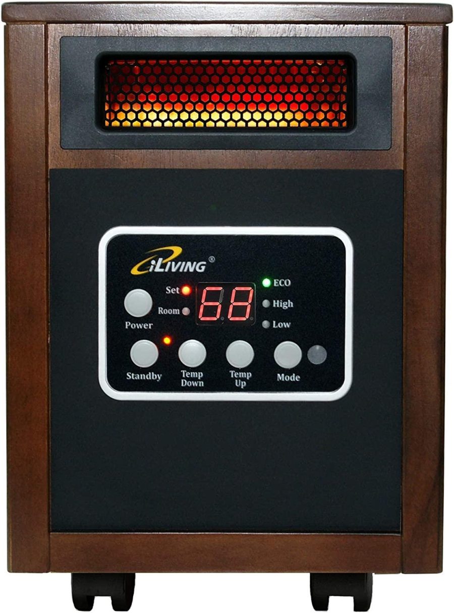 Iliving ILG-918W Indoor Electric Space Infrared Heater, One, Dark Walnut