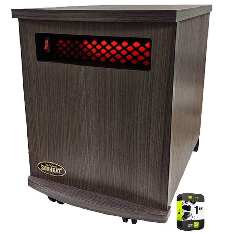 SUNHEAT 150100008 Indoor Infrared Space Heater Charcoal Walnut Bundle with 1 Year Extended Protection Plan