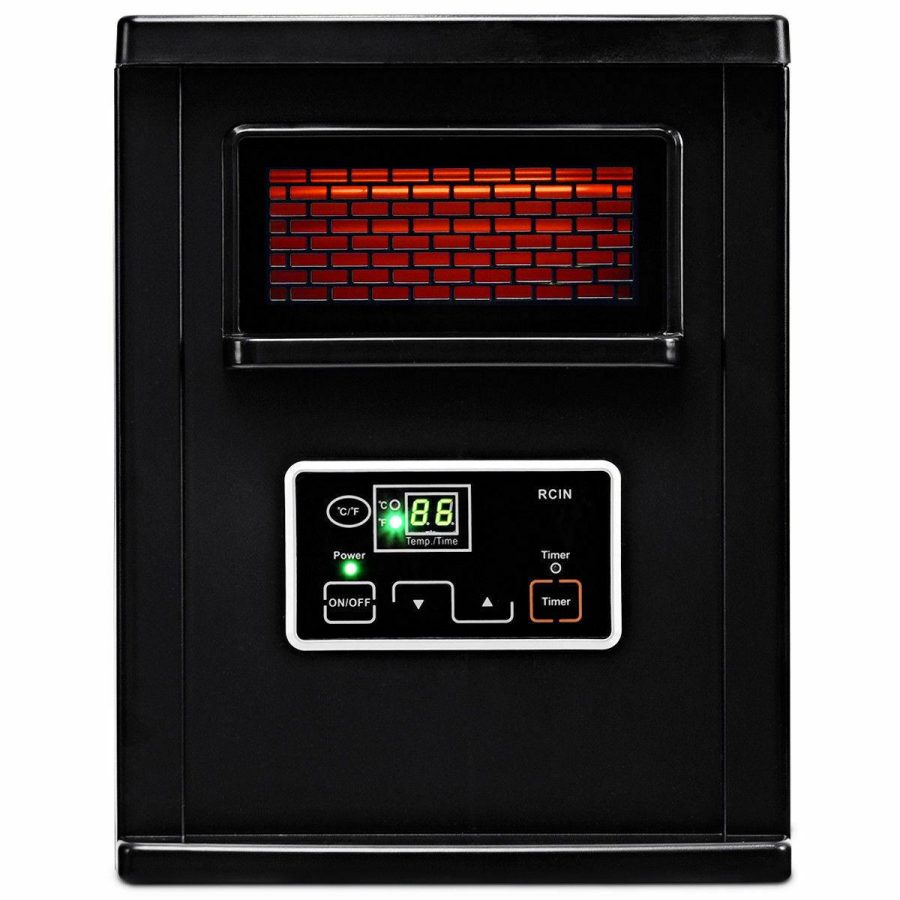 Gymax Remote Control 1500W Electric Heater Portable Infrared Space Machine w/ LED display Black - Image 2