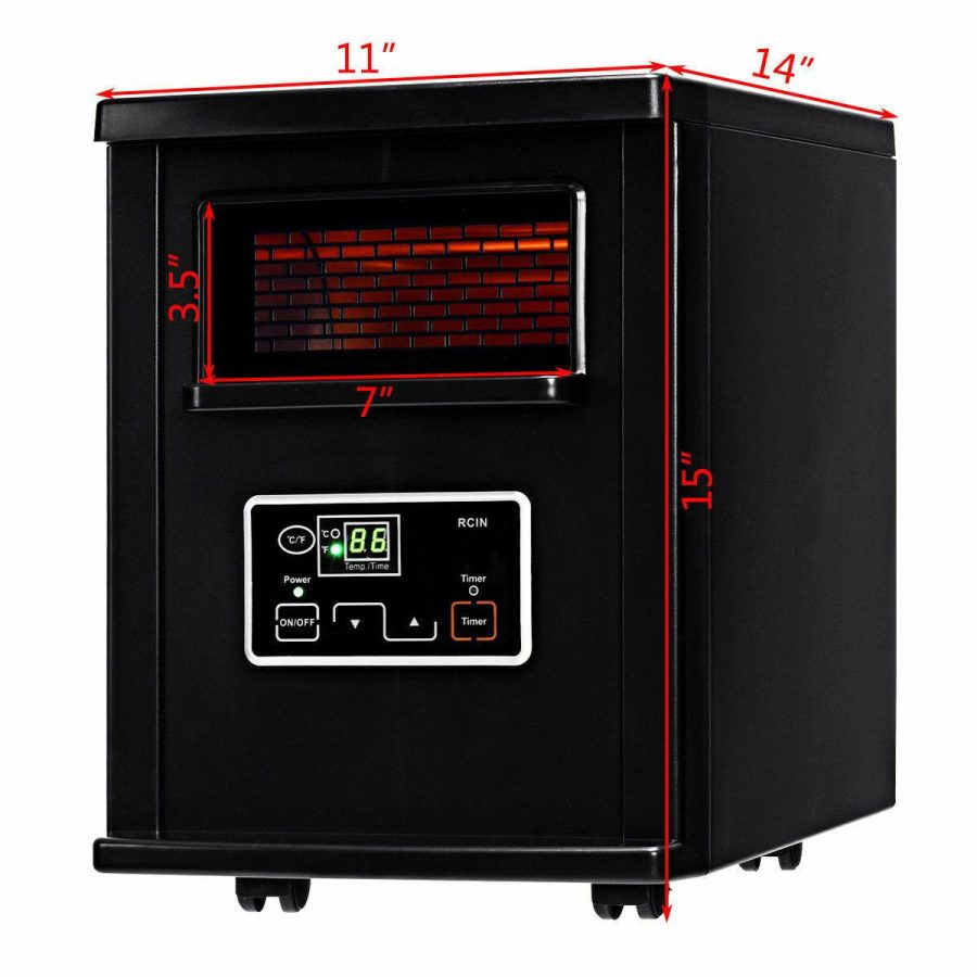 Gymax Remote Control 1500W Electric Heater Portable Infrared Space Machine w/ LED display Black - Image 3