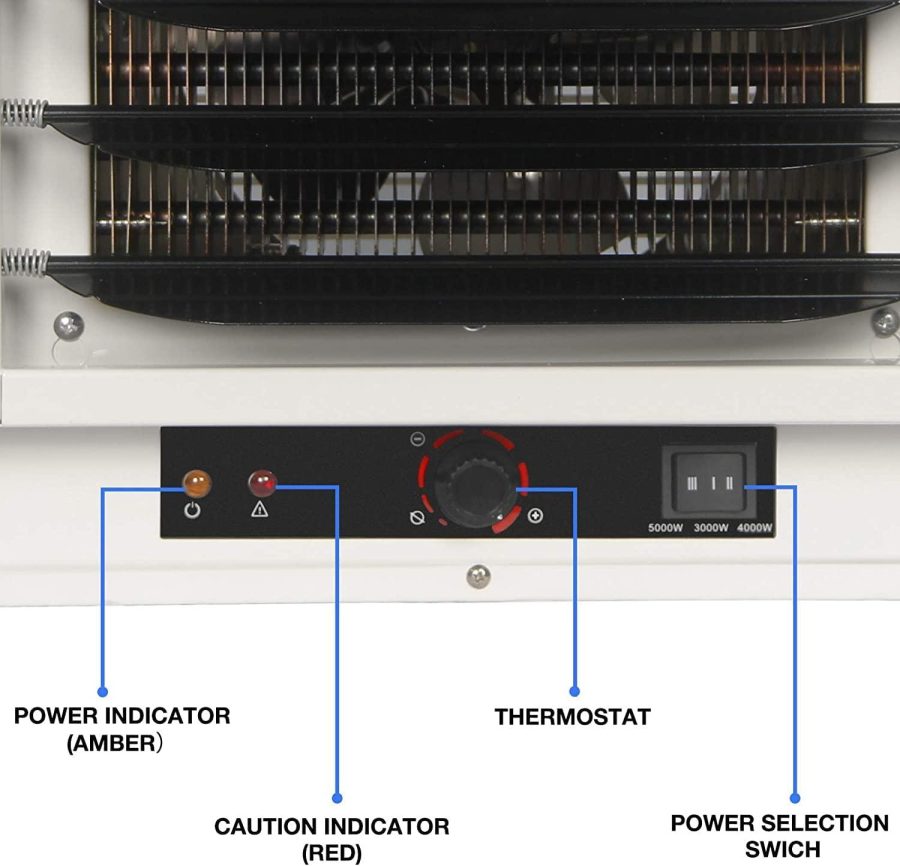 VENTISOL 5000W Fan Forced Ceiling Mounted Heater Wtih Thermostat 240V Hard-wired Dual Knob Electric Heating for Garage,Warehouse,Workshop,Home - Image 4