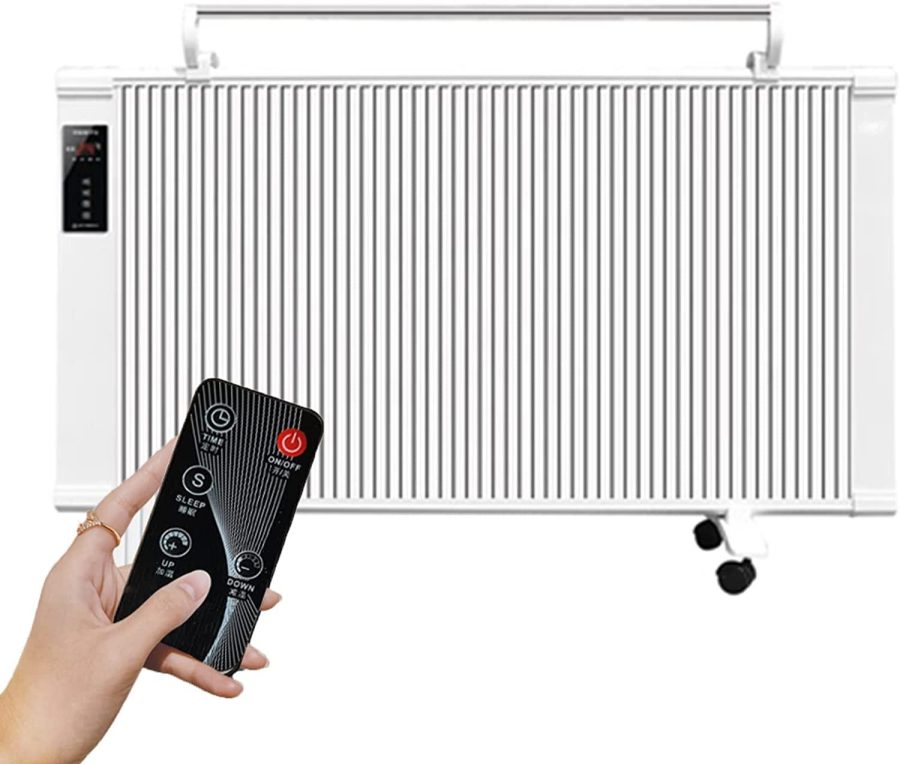 Electric Heater with Thermostat, 1000W Carbon Fibre Infrared Convection Heater, Silent Energy Efficient Home Radiator Heater with Overheat Protection, -Standing or Wall-Mounted