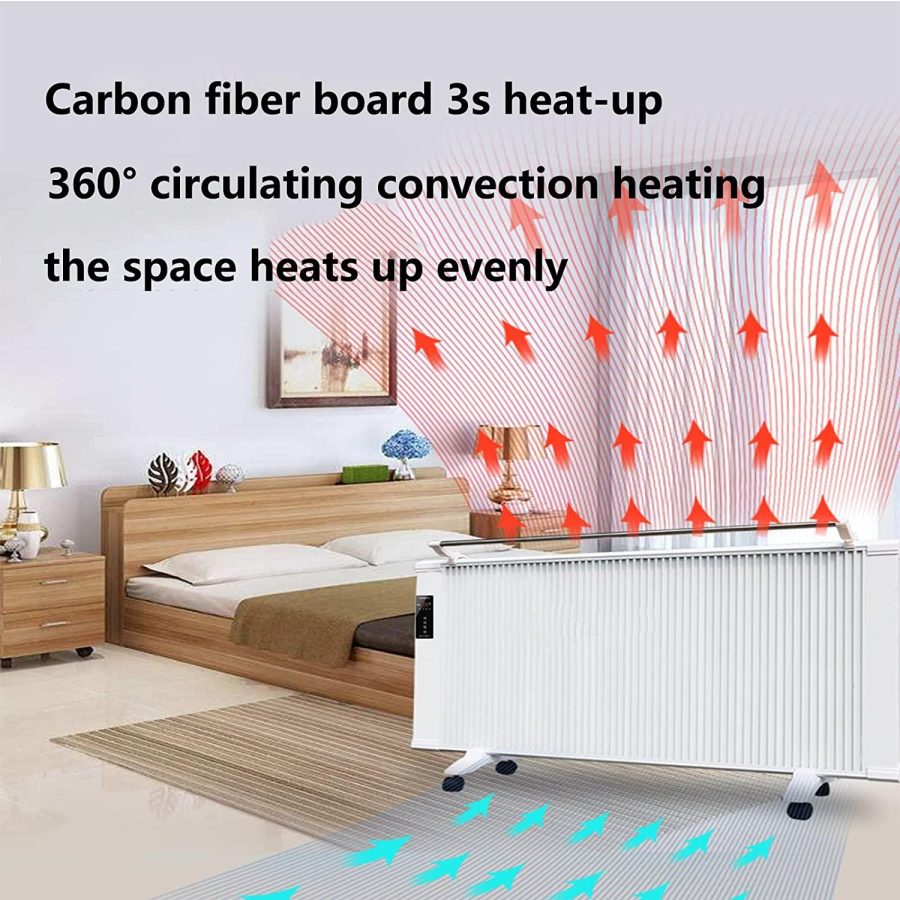 Electric Heater with Thermostat, 1000W Carbon Fibre Infrared Convection Heater, Silent Energy Efficient Home Radiator Heater with Overheat Protection, -Standing or Wall-Mounted - Image 2