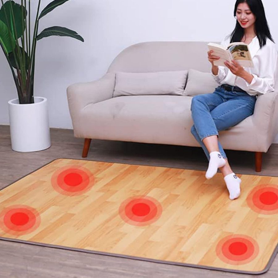 Household Graphene Electric Heating Floor Mat, Electric Heating Pad for Feet, Electric Blankets with Temperature Adjustment, Overheating Protection,100 * 100cm