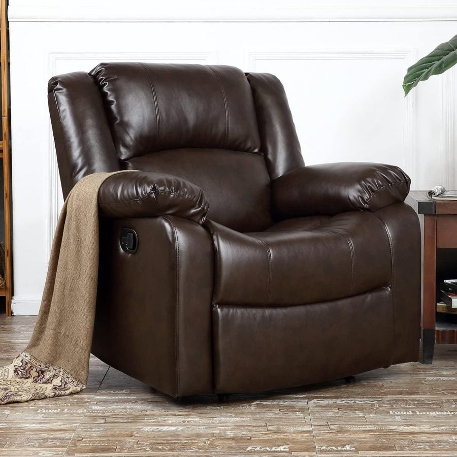 Brown Deluxe Heavily Padded PU Leather Recliner Chair Lounge Club - Image 2