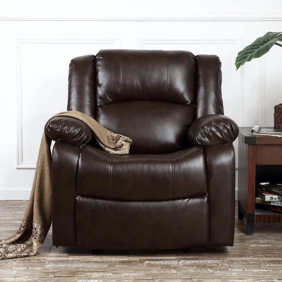 Brown Deluxe Heavily Padded PU Leather Recliner Chair Lounge Club - Image 3