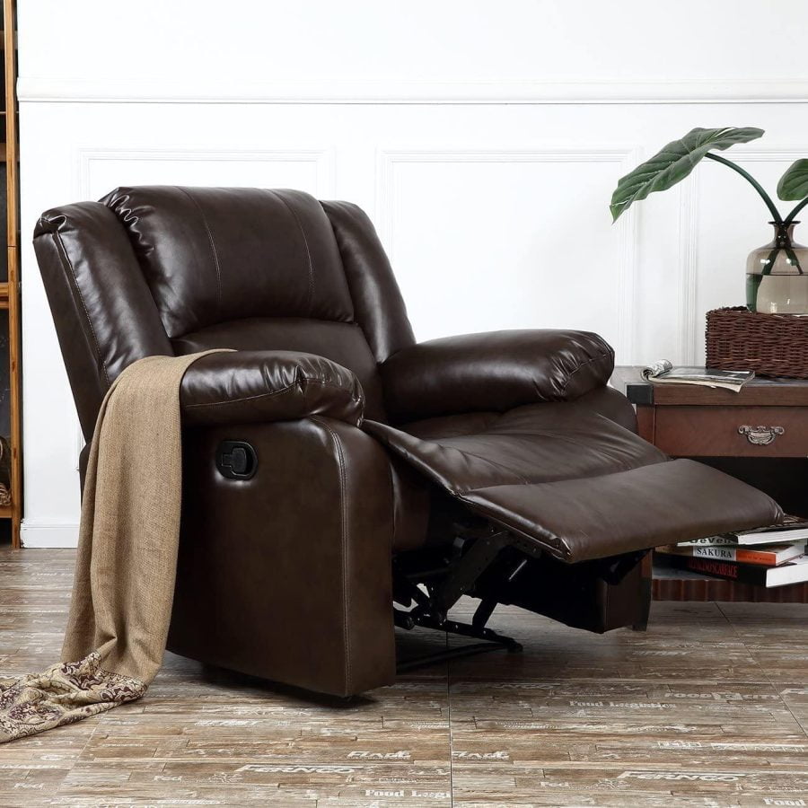 Brown Deluxe Heavily Padded PU Leather Recliner Chair Lounge Club - Image 4