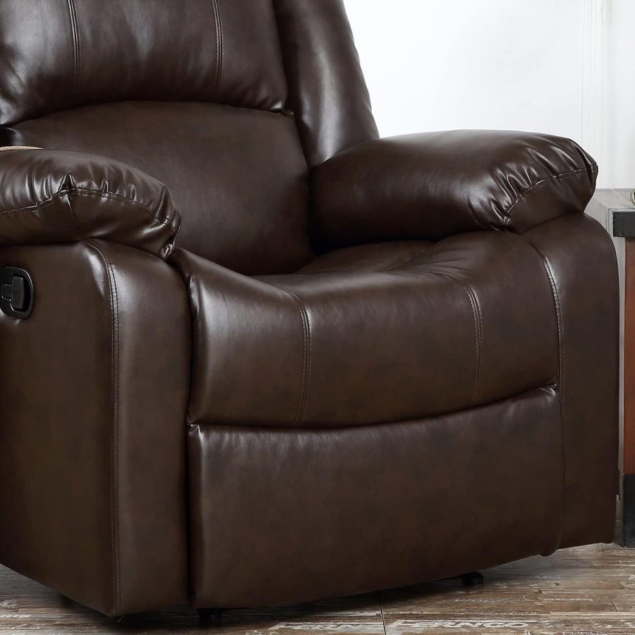 Brown Deluxe Heavily Padded PU Leather Recliner Chair Lounge Club - Image 8