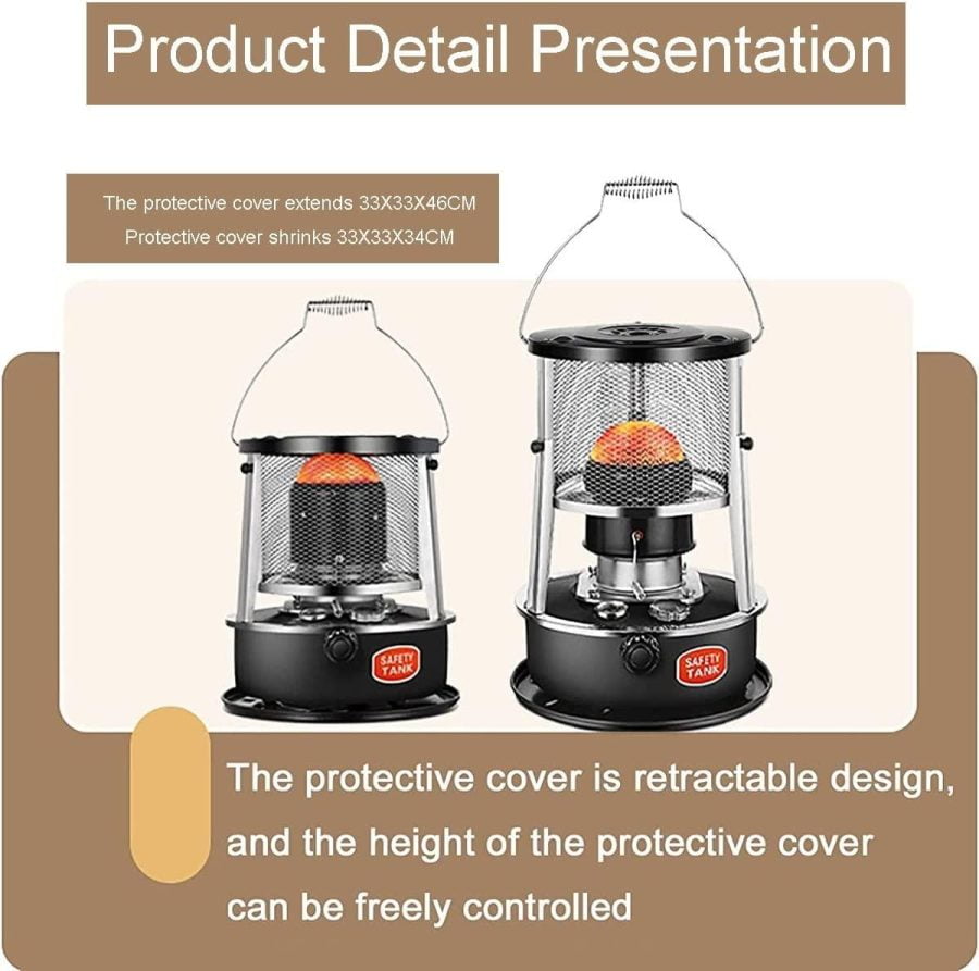 DUTIL Kerosene Stove,Non Electric Heater, Indoor Kerosene Space Heaters,Adjustable Height, for Camping, Burn More Fully Indoor Emergency Heater, with Storage Bag - Image 3