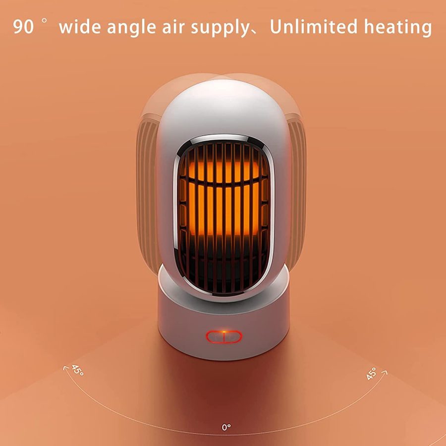 Gosuguu Portable Space Heater- 2 Modes, Thermostat, Safe & Quiet, Office Desk, Bedroom, Indoor Use, 90 Degree Automatic Head Shaking - Image 4