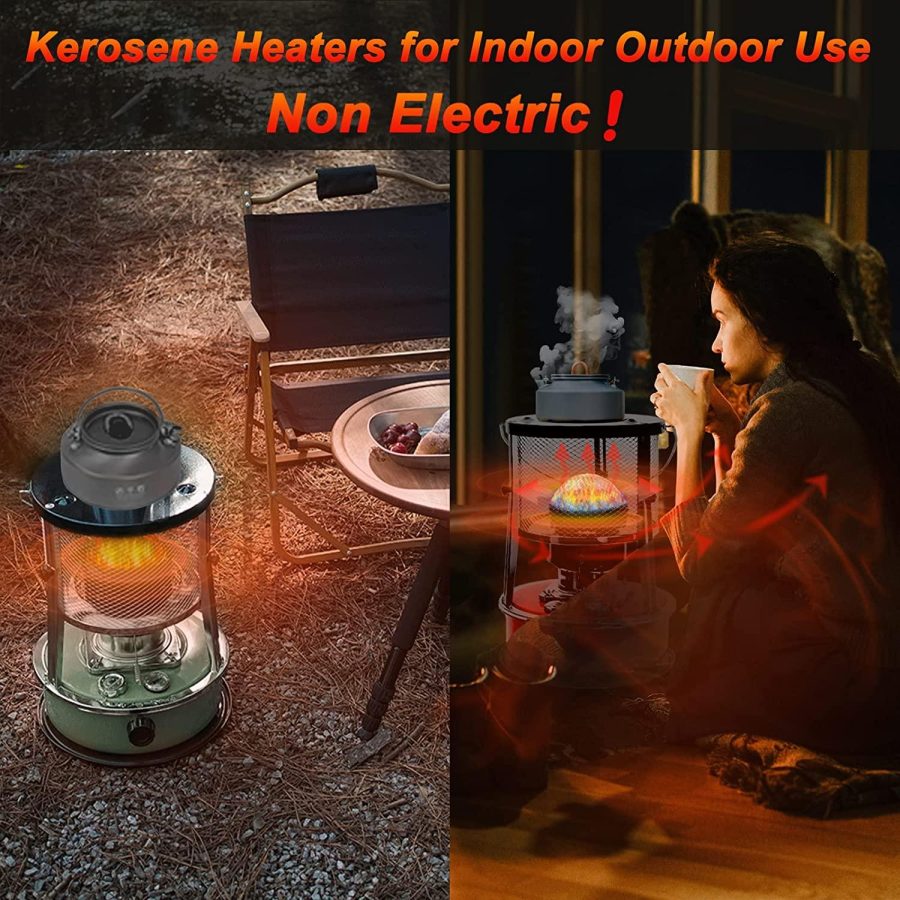 Kerosene Heater for Indoor/Outdoor Use Non Electric Portable Heater with Camping Kettle, 3 Wick, 2600W Small Kerosene Space Heaters, Kerosene Stove for Patio, Fishing, Tent Heater - Image 2