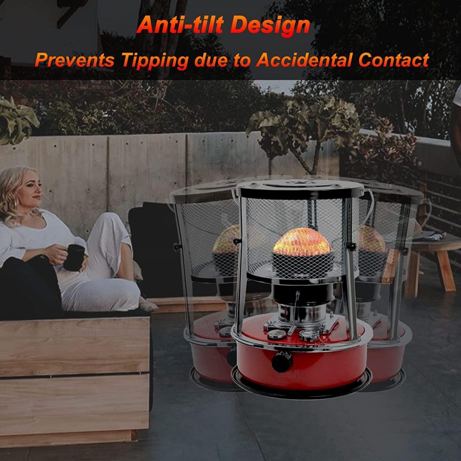 Kerosene Heater for Indoor/Outdoor Use Non Electric Portable Heater with Camping Kettle, 3 Wick, 2600W Small Kerosene Space Heaters, Kerosene Stove for Patio, Fishing, Tent Heater - Image 5