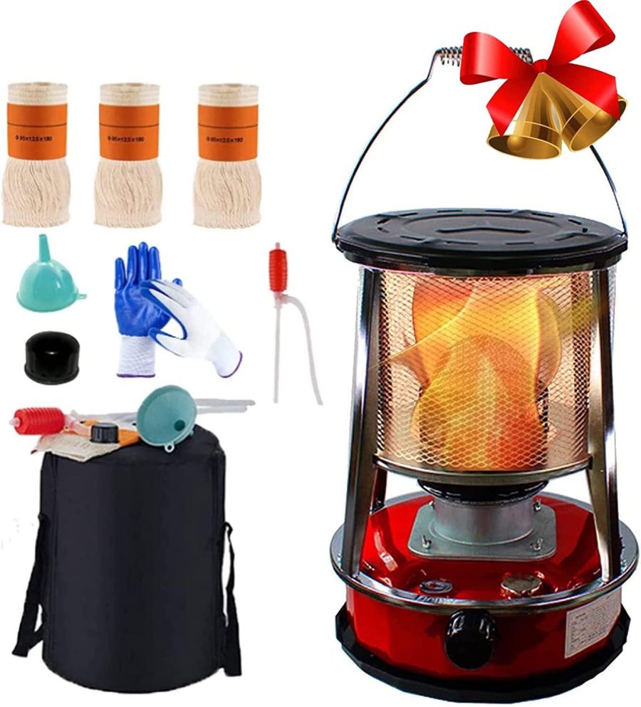 Flxsxq Kerosene Stove Non Electric Heater with Wick and Gloves Top Cover Removable Indoor Emergency Heater for Heating,Boiling Water,Cooking