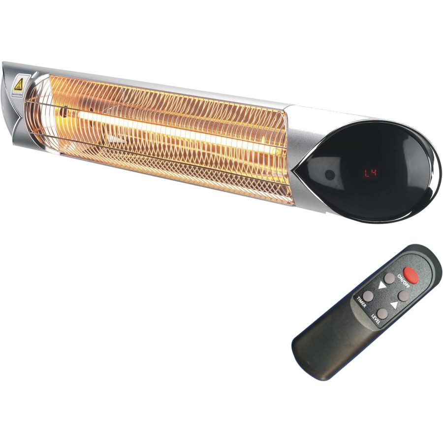 Hanover 35.4" Wide Electric Carbon Infrared Heat Lamp with Remote Control, Silver - Image 10