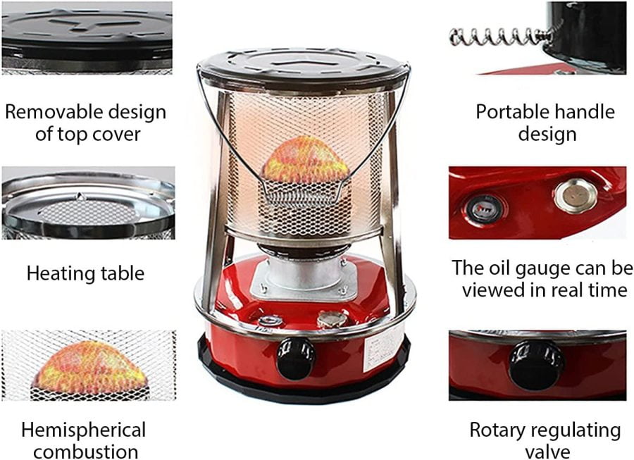 FUDAO Kerosene Stove Heater with Stove Bag Lightweight Portable Stainless Steel Oil Heater Glass Burner for Indoor Camping (Red, 46x33CM) - Image 4