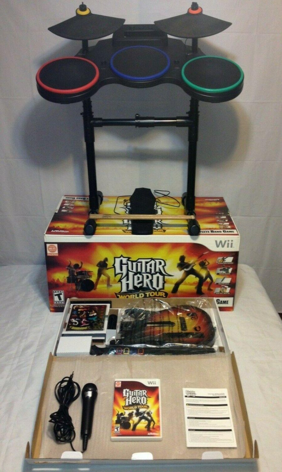 NINTENDO WII Guitar Hero World Tour Complete Band Game Bundle CIB Video Game Wii - Image 2