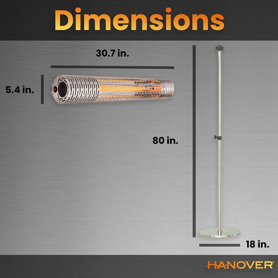 Hanover HAN1031IC-SLV-30.7 in Modern Efficient Steel Electric Heater with Stand-2 Heat Settings, Up to 1500W, Silver - Image 3