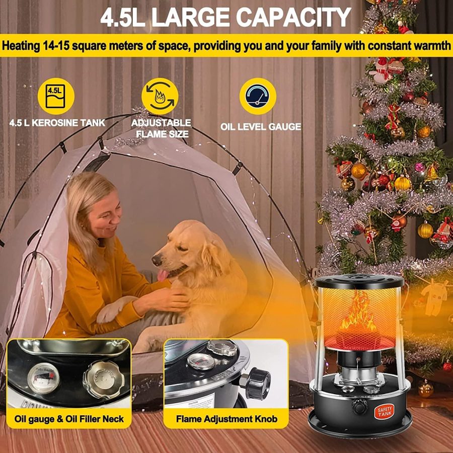 Petroleum Stove for Interiors Without Electricity Petroleum Stove Heating, 360° Radiant Heater with Grill Pan, 2 Wick Petroleum Heating Inside for Mobile Heating, for The Survival Emergency - Image 2