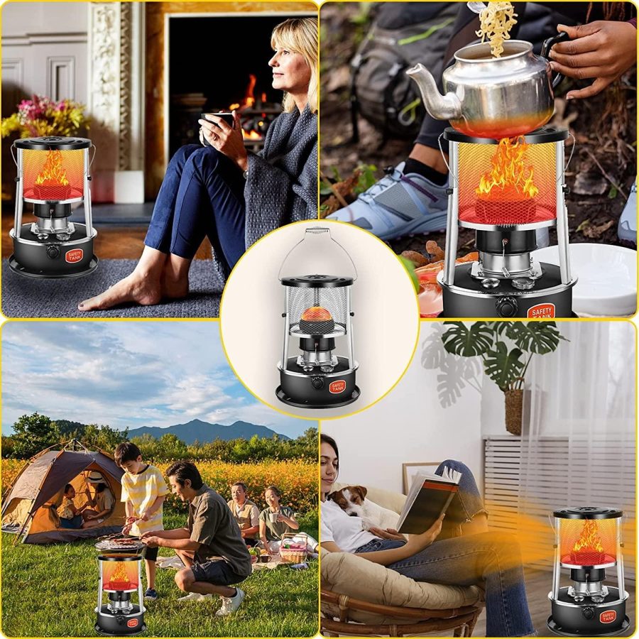 Petroleum Stove for Interiors Without Electricity Petroleum Stove Heating, 360° Radiant Heater with Grill Pan, 2 Wick Petroleum Heating Inside for Mobile Heating, for The Survival Emergency - Image 7