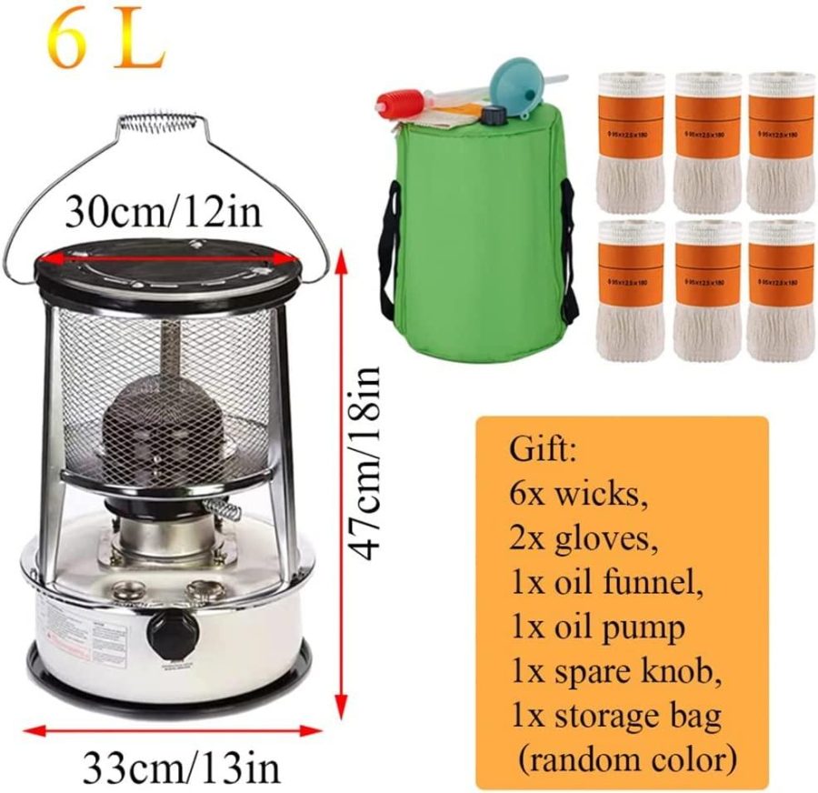 Kerosene Stove Heater Indoor Non Electric Kerosene Stove Heating Adjustable Firepower for Hunting Emergency Power Outage 6 Wicks Stove Burner Camping Kerosene Stove Deck Home Garage - Image 7