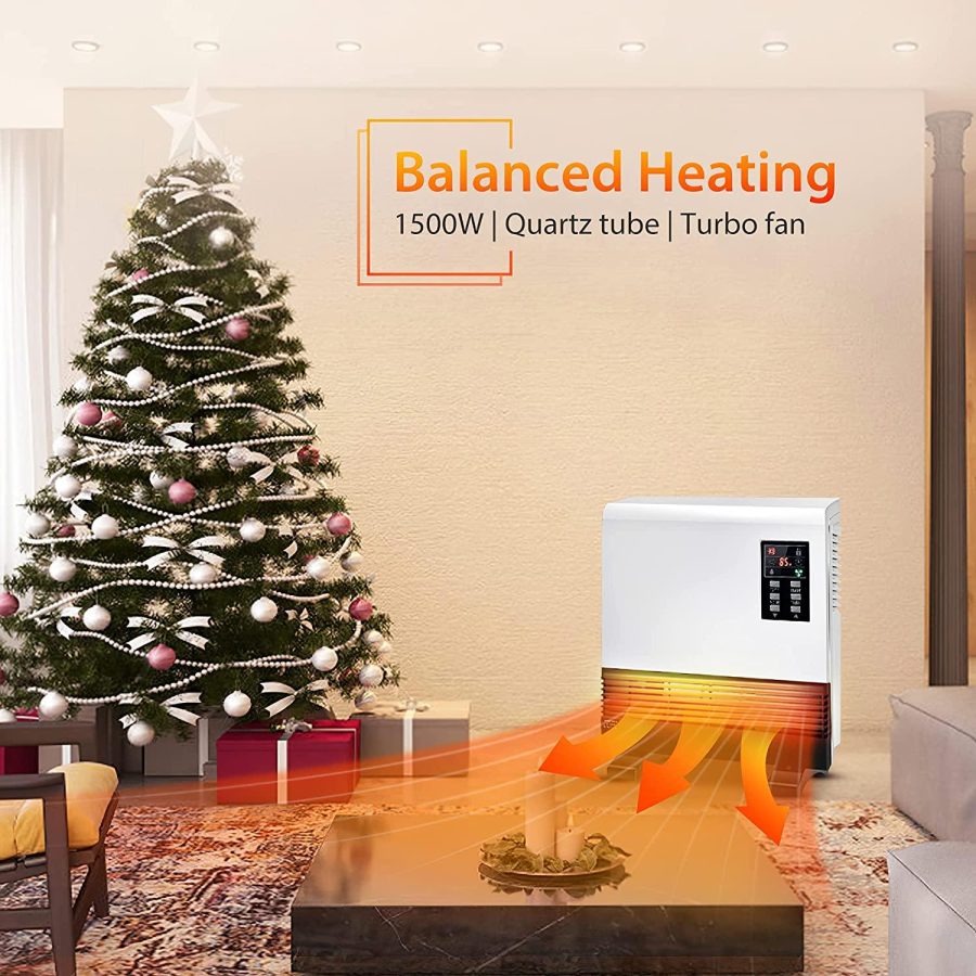 Electric Heater - 1500W Space Heater, Wall Mounted Room Heater with Standing Base, Timer, 3 Modes, Energy-saving Quick Heat Electric Space Heater for Basement, Bedroom, Bathroom, Office, Garage Heater - Image 8