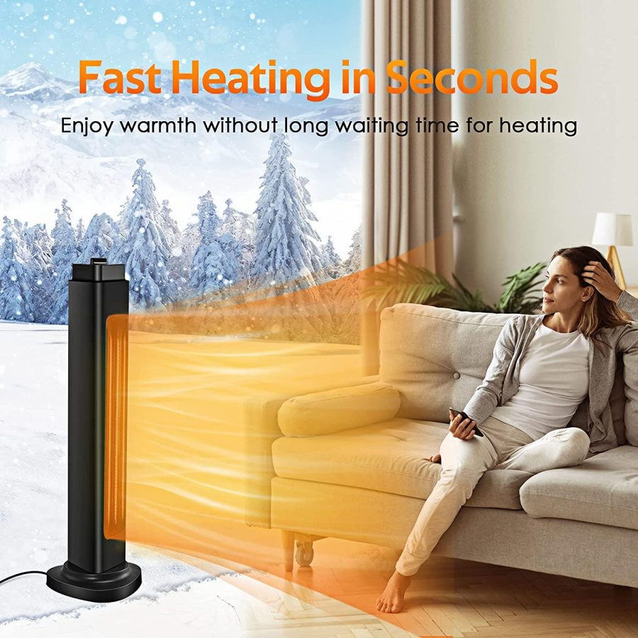 1500W Space Heater, 3S Fast Heating Electric Patio Heater, Outdoor